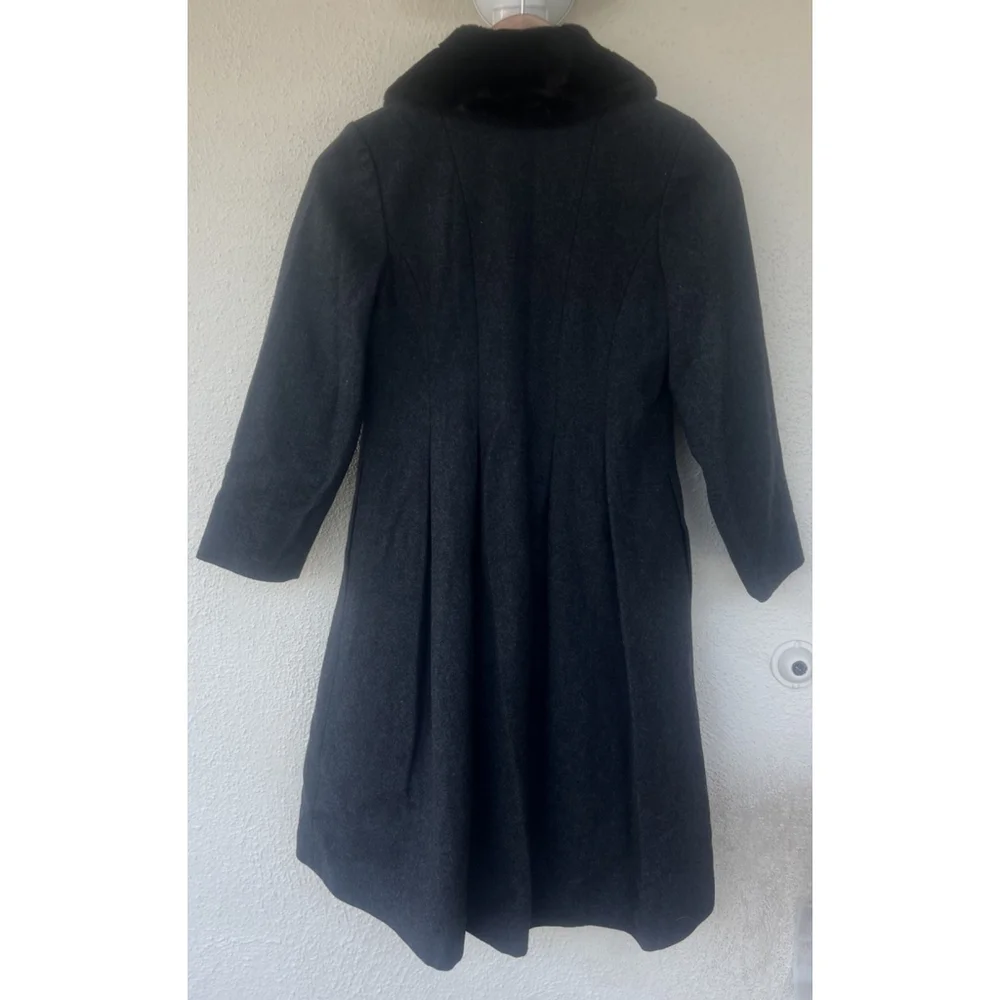 Rothschild Girls 10 Gray Fit & Flare Rose Coat Faux Fur Collar Thick Winter Warm